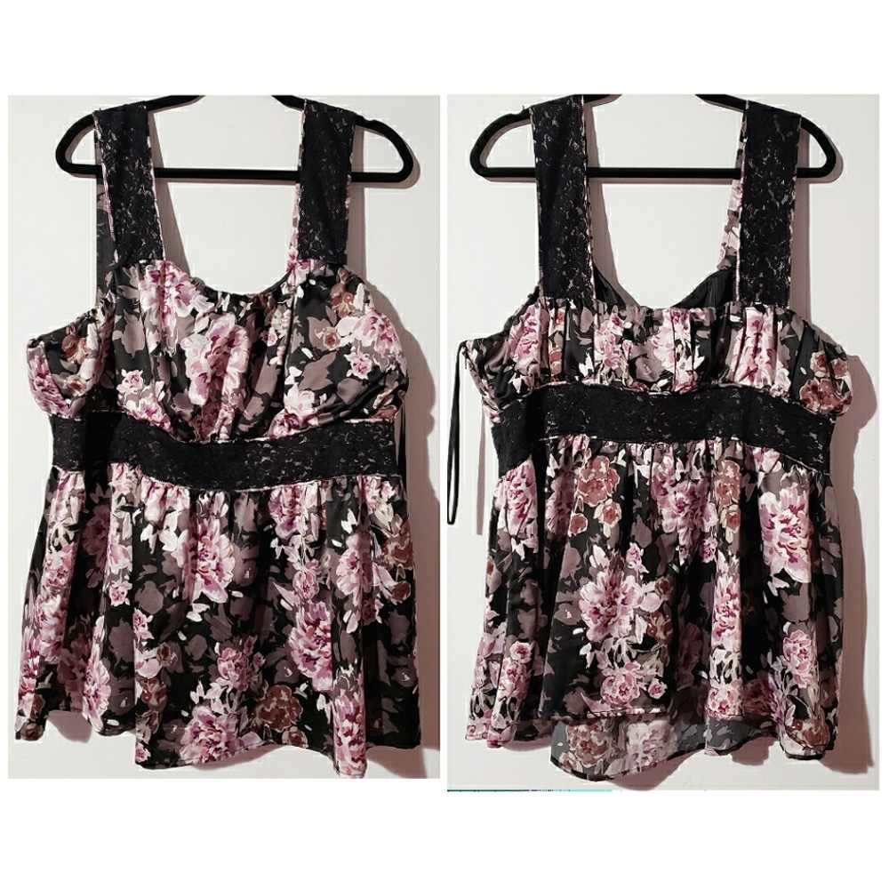 Torrid floral babydoll top with side zipper 3X